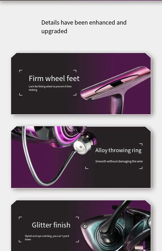 2026 New Colorful Spinning Fishing Reel Luya Metal Wire Cup Gear Ratio 5.2:1 Max Drag 8KG 10KG 12KG Suitable Any Body of Water