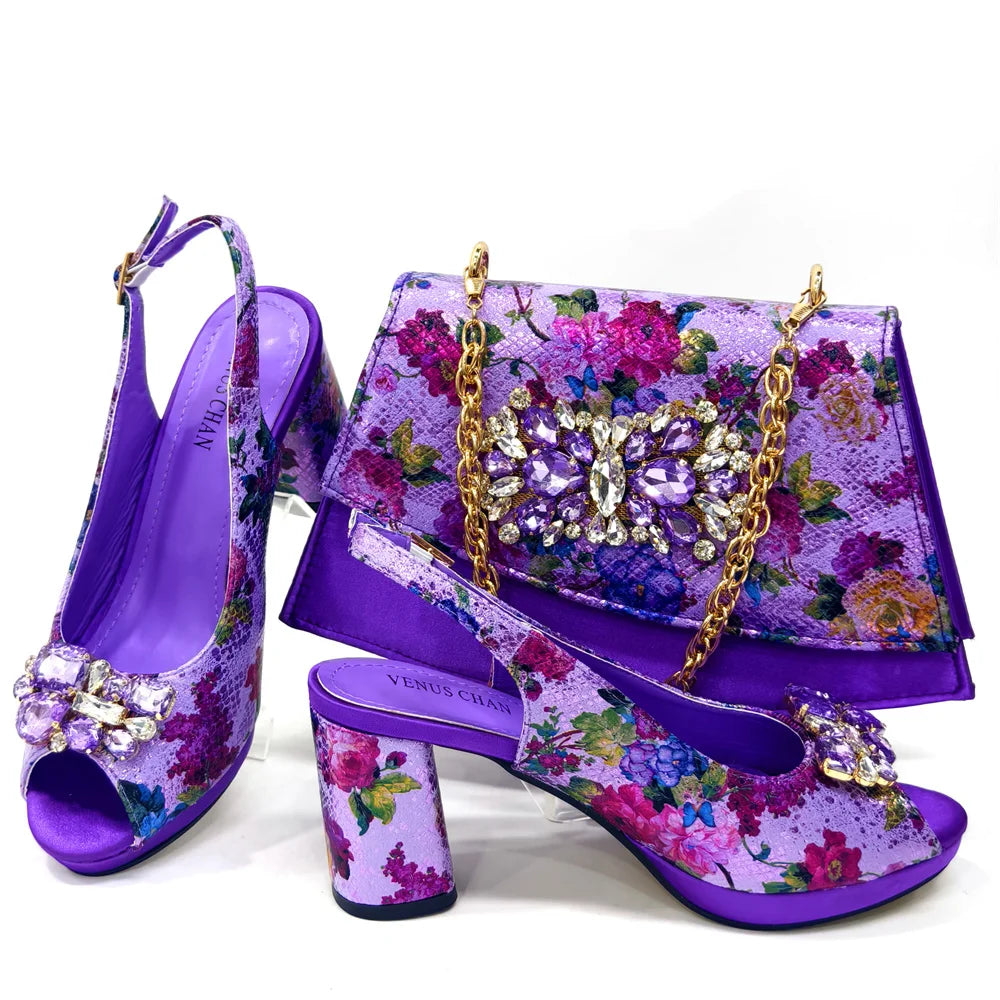 Doershow New Arrival African Wedding Shoes and Bag Set white Color Italian Shoes with Matching Bags Nigerian lady party  SFG1-1