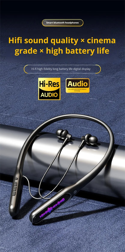 EARDECO Dual Screen Neckband Earphones Bass 5.4 Bluetooth Headphone Sport Wireless Headphones Outdoor Waterproof Dustproof