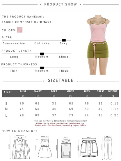Kliou Contrast Patchwork 2 Piece Set Woman Summer Trend Low-Neck Backless Camisole Tops+Bandage Tassel Mini Skirt Y2K Style Suit