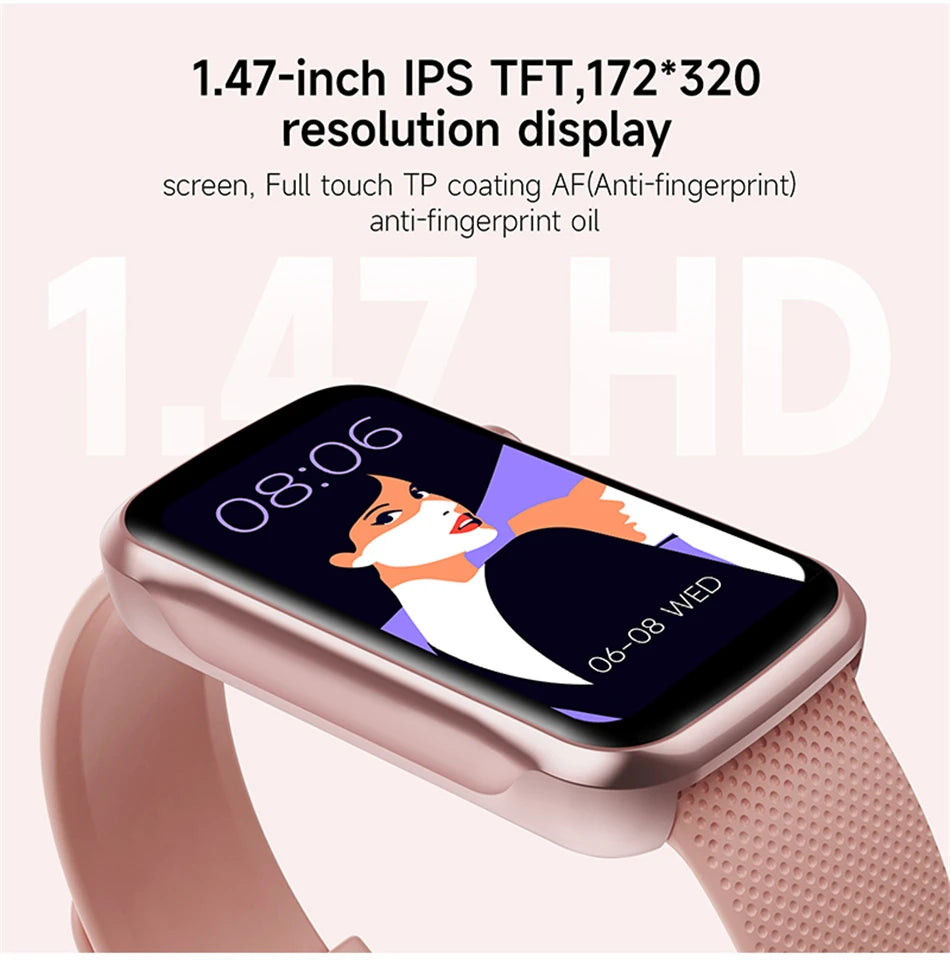 LIGE 1.47'' Smart Watch Women Men Smart Bracelet Heart Rate Step Count Sport Fitness Health Monitor Waterproof Smartwatch Ladies