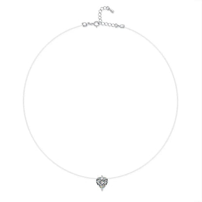 EWYA GRA Certified 1CT Marquise Cut Moissanite Pendant Necklace for Woman 925 Silver Fishing Line Water Drop Diamond Necklaces