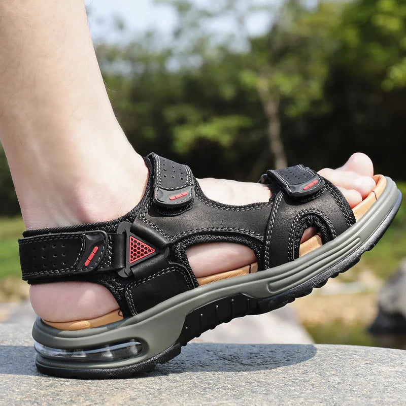 Men Sandals Classic Summer Youth Outdoor Leisure Light Open Toed Beach Shoes Soft Bottom Shock Absorbent Fashion Walking Sandals