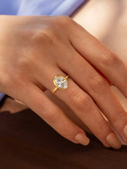 925 Sterling Silver Zircon Fashionable Delicate Simple Oval Ring For Women Engagement Wedding Luxury High Quality Fine Jewelry