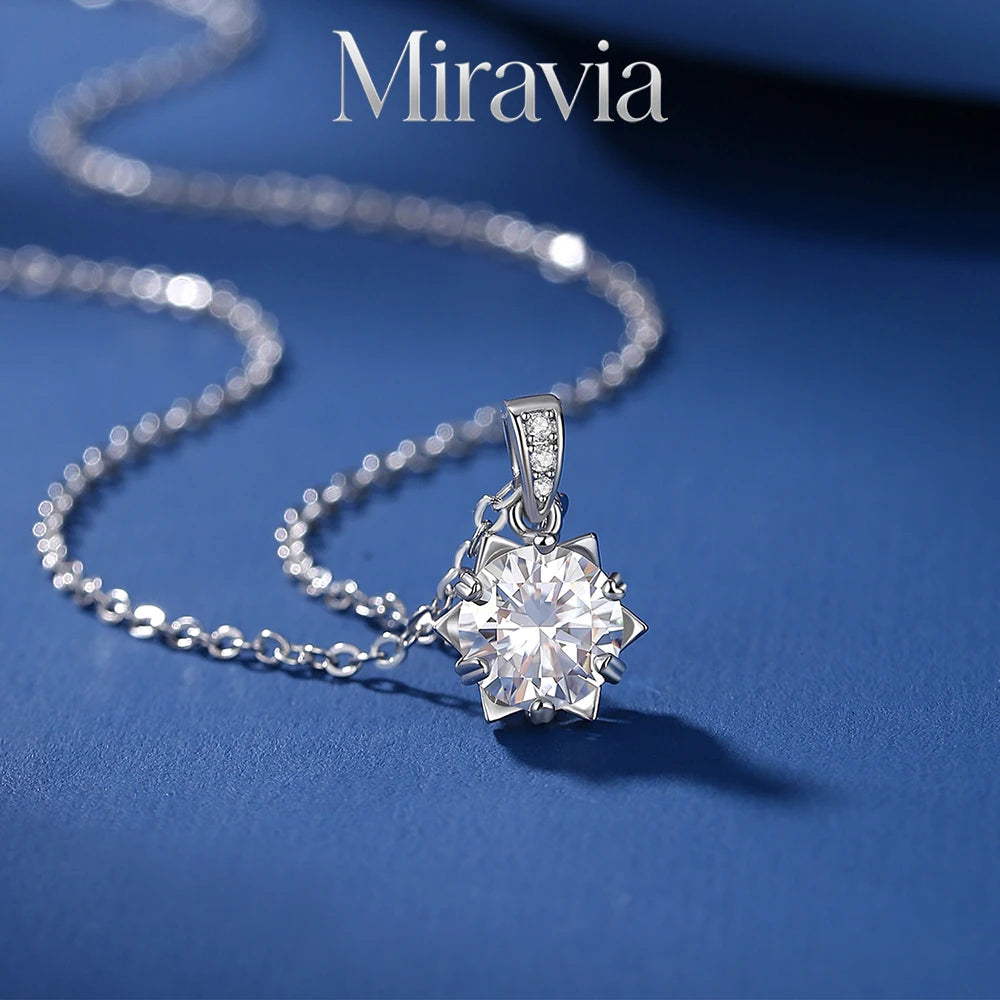 1-2CT Moissanite Pendant Necklace D Color VVS1 Lab Grown Diamond for Women Wedding Engagement 925 Sterling Silver Fine Jewelr