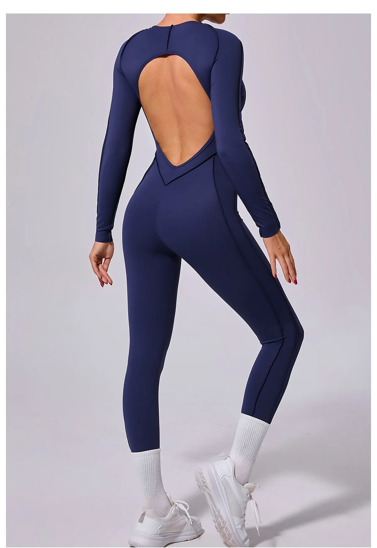 Women's Sports Jumpsuit Kit Yoga Fitness Bodysuit Hip-lifting Open Back Tight High Elasticity Outdoors Gym Workout Sexy Clothes