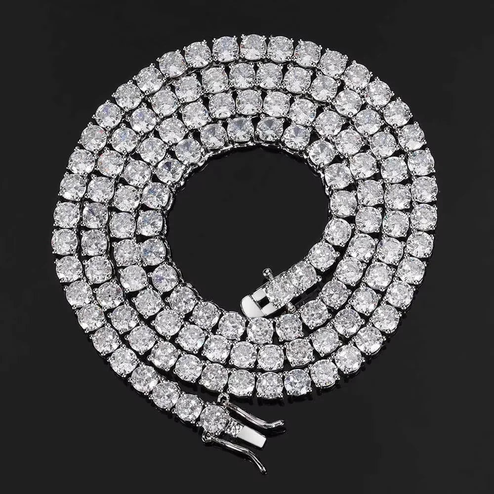 KNOBSPIN 925 Sterling Silver Double Lock Moissanite Tennis Necklace D VVS1 Diamond with GRA Certificates Neck Chain Fine Jewelry
