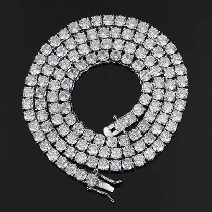 KNOBSPIN 925 Sterling Silver Double Lock Moissanite Tennis Necklace D VVS1 Diamond with GRA Certificates Neck Chain Fine Jewelry
