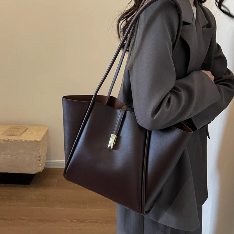 Branded Designer Shoulder Tote Bags For Women Soft PU Leather 2-IN-1 Big Capacity Shopper Tote Set 2025 Luxury Designer Handbags