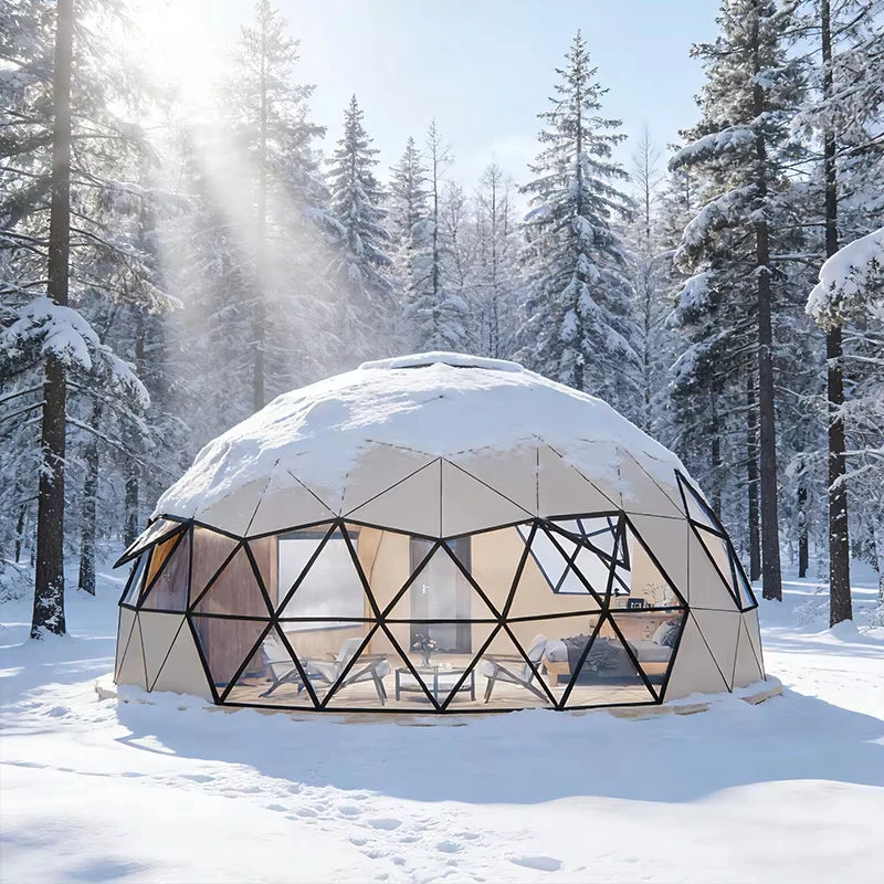 Luxury Outdoor Geodesic Dome Glamping Tent with Private Bathroom, Comfort Round Accommodation Shelter for Resort Vacation
