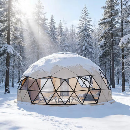 Luxury Outdoor Geodesic Dome Glamping Tent with Private Bathroom, Comfort Round Accommodation Shelter for Resort Vacation