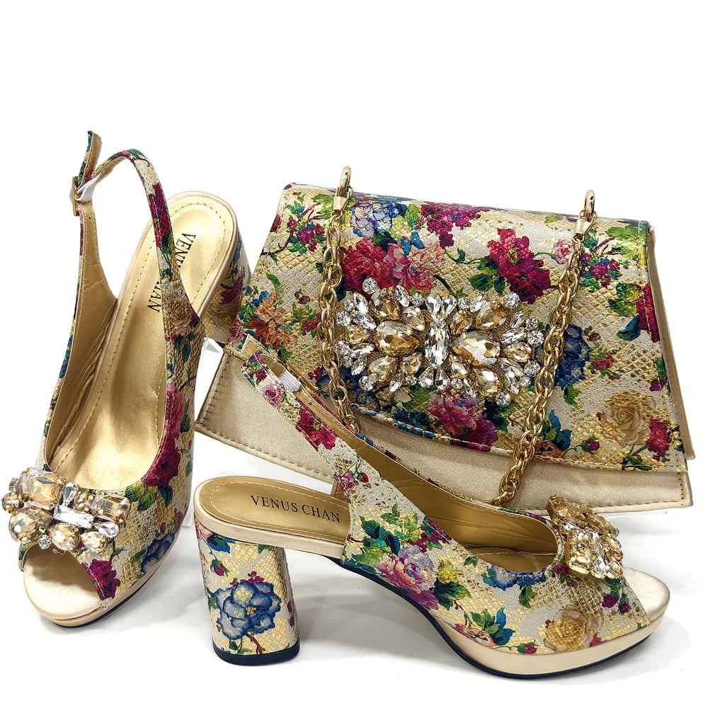 Venus Chan Italian Design Shoes and Bags Matching Set 2024 Women High Heel Party Purple Color Nigeria Wedding Bigger Size Shoes