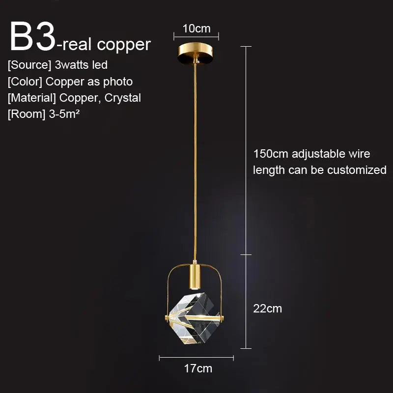 Crystal Led Pendant Lights Kitchen Fixture Suspension Bedside Hanging Lamp Nordic Loft Living Room Dining Room Indoor Home Decor
