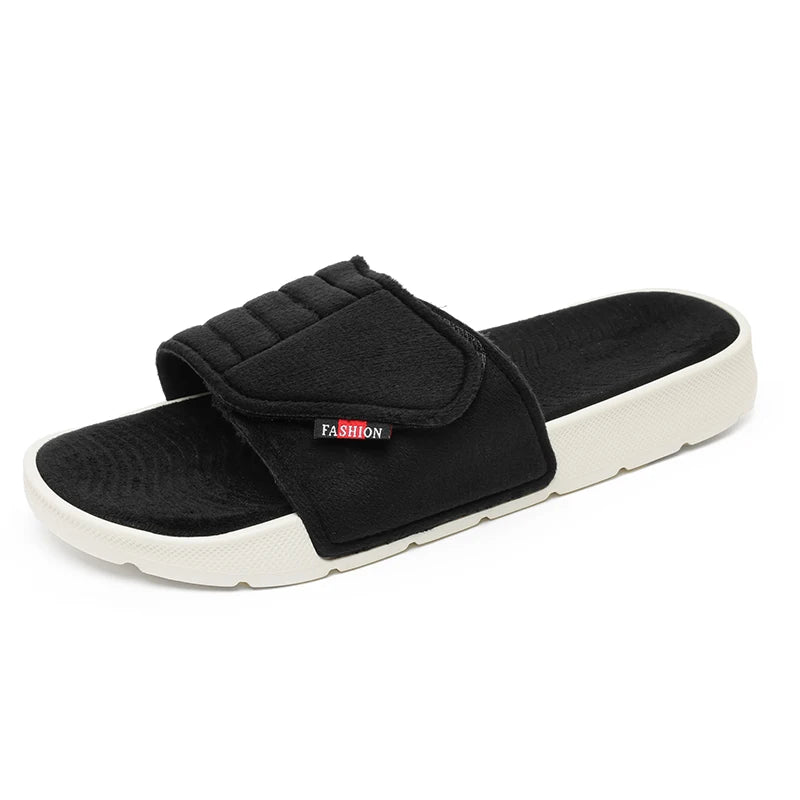 Fashion Men's Slippers Suede Cloth Non-Slip Casual Sandals Platform Soft Home Shoes Indoor Slides Outdoor Beach Shoes Flip-flop