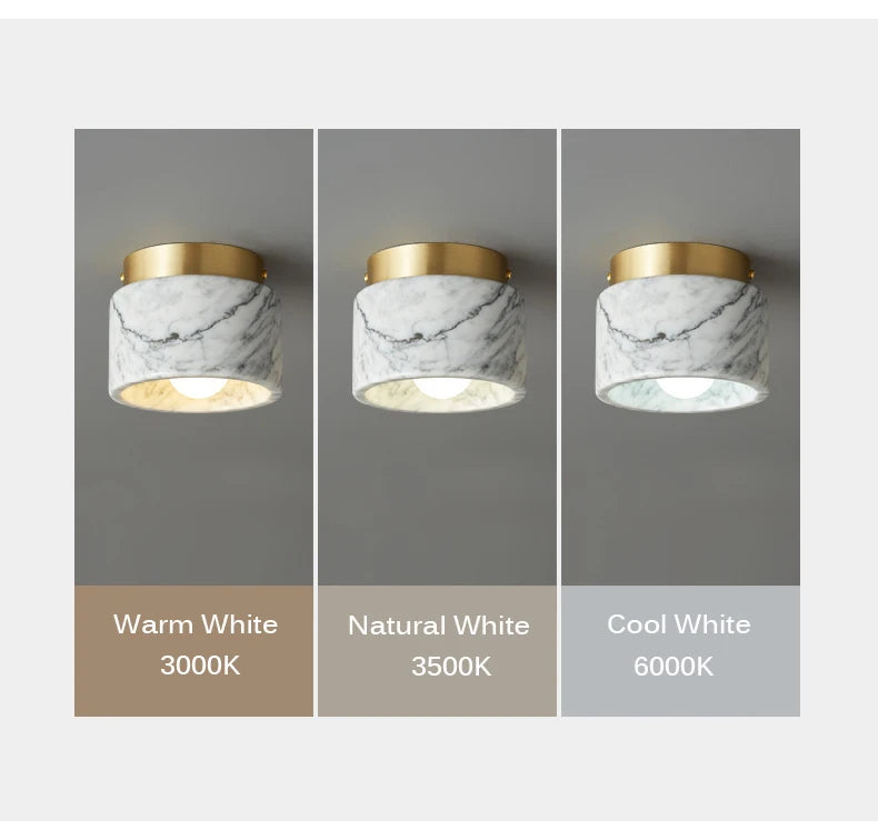 Nordic Marble Downlight Living Bedroom Room Decor Marble Ceiling Light Green White Stone Corridor Aisle Lamp
