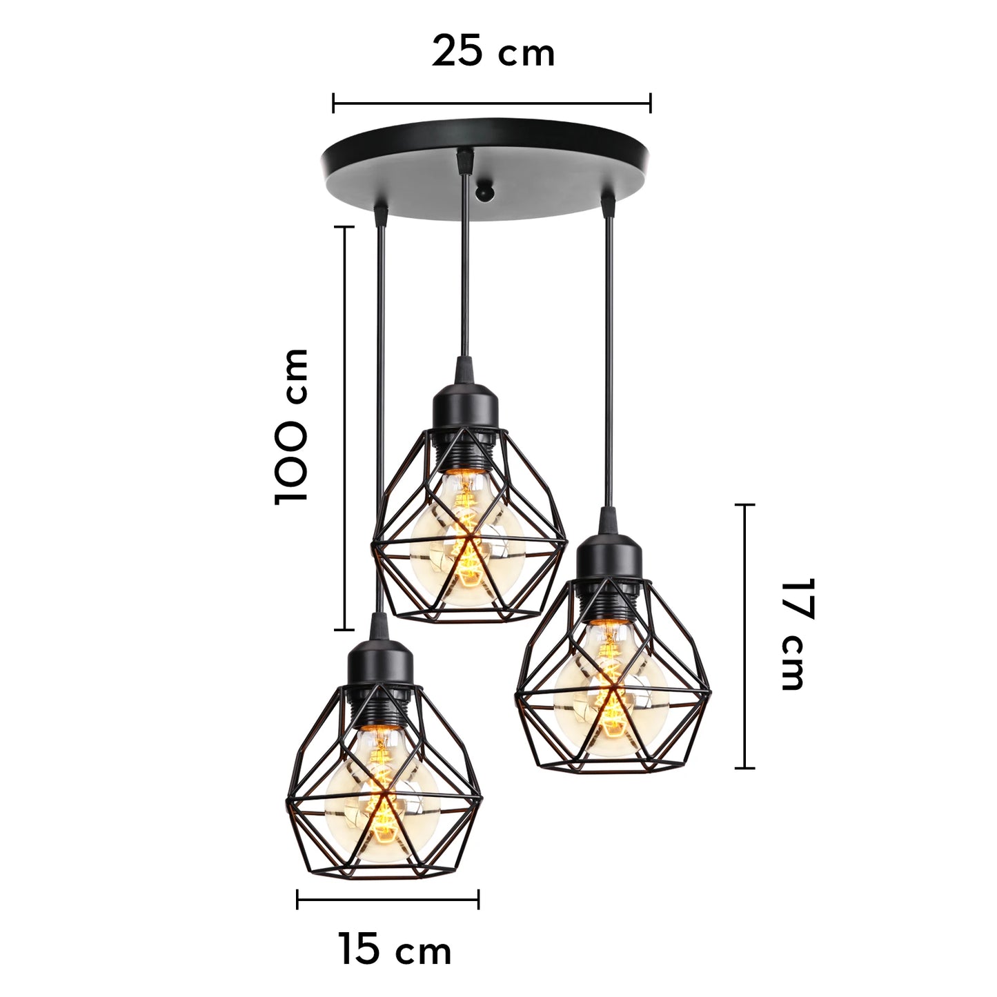 3 Heads Vintage Pendant Lights Wood Hanging Lamp Chandelier Industrial for Loft Dinning Living Room Kitchen Lighting Fixture LED