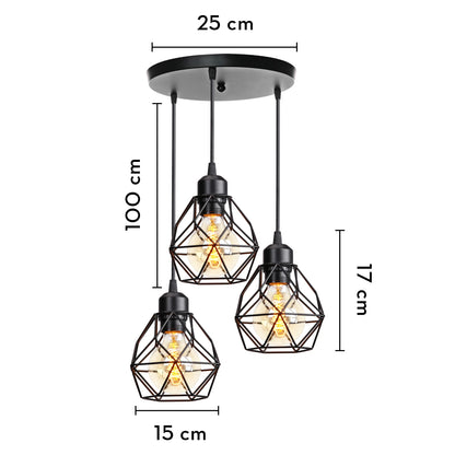 3 Heads Vintage Pendant Lights Wood Hanging Lamp Chandelier Industrial for Loft Dinning Living Room Kitchen Lighting Fixture LED