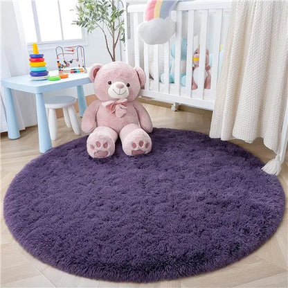 Round Fluffy Soft Area Rugs for Kids Room Princess Castle Plush Shaggy Carpet Cute Circle Nursery Rug Home Decor Circular Carpet