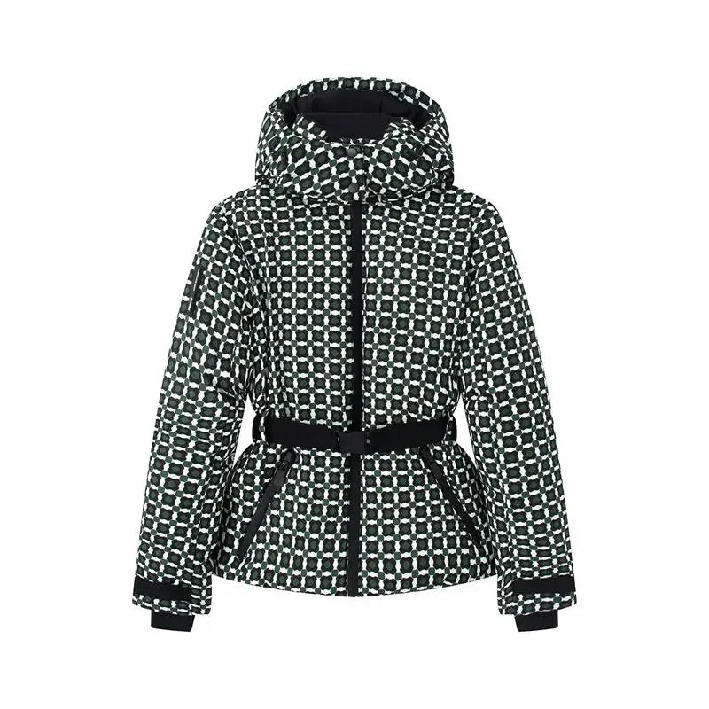 Faux Fur Patchwork Ski Jumpsuit Women Detachable Hoodie Long Sleeves Belts Zipper Warm Skiwear Female 2025 Winter Warm Rompers