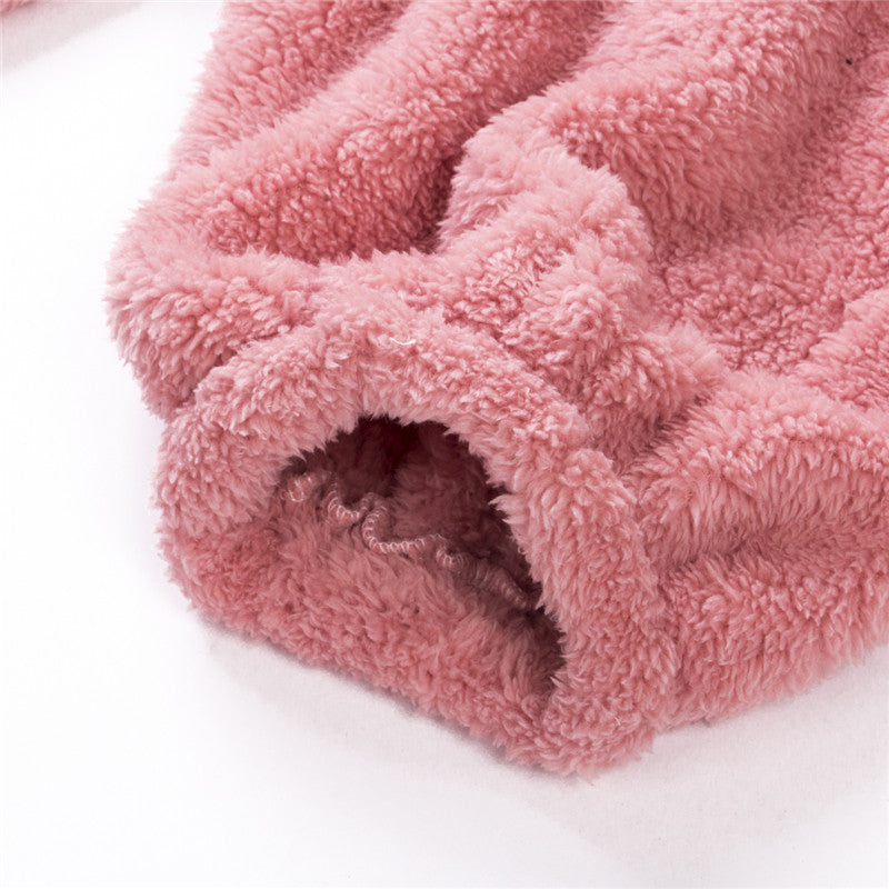 Women Winter Warm Plush Romper Pajamas Solid Color Long-Sleeve Zipper High Neck Hooded Homewear S/M/L/XL/2XL
