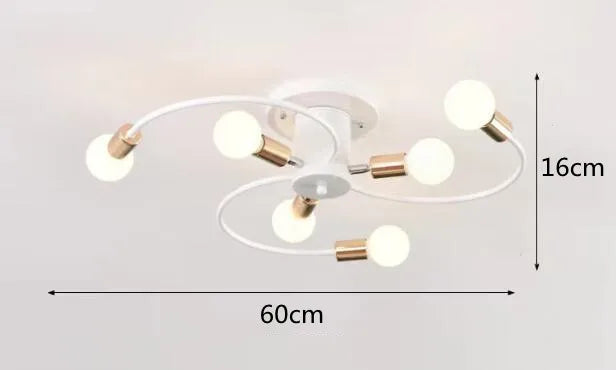 Minimalist Black/White/Gold Chandelier Simple Nordic Metal Chandelier Ceiling Lights for Living Room Bedroom Kitchen Bar Lustre