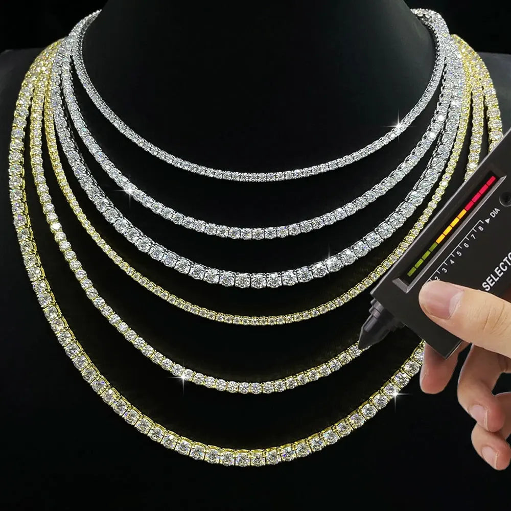 Kanolan GRA Certified Moissanite Tennis Necklace D VVS1 2/3/4/5/6.5mm 925 Sterling Silver Wedding Tennis Necklaces for Women Man