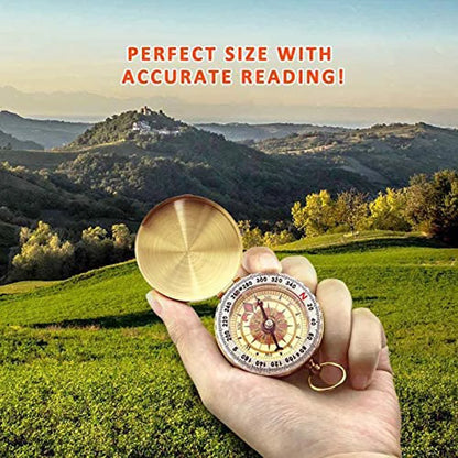 Glow-in-the-Dark Metal Pocket Compass | Camping Survival & Hiking Navigation |  Hiking Compass