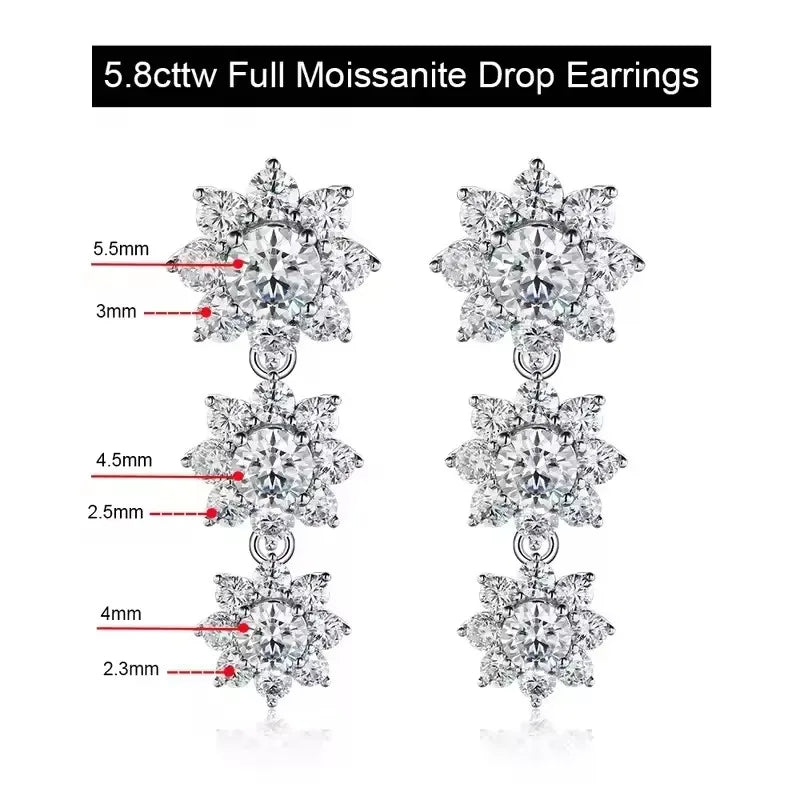 BXINY Luxury Sunflower Moissanite Jewelry Set Necklace&Bracelet 100% S925 Silver Certified Diamond for Women Bride Wedding Gifts