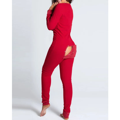 Women Christmas Onesies With Butt Flap For Adults Sexy Sleepwear Romper Open Butt Pajamas Jumpsuit 2023 Xmas Pyjama Long Nightie