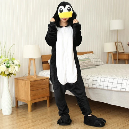 Adults Onesies Animal Pajamas Set Penguin Panda Frog Pig Cat Funny Cartoon Cosplay Costume Unisex Women Halloween Party Costume