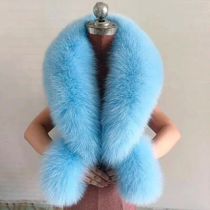 Winter Real Fox Fur Collar Cuffs Set Neck Warmer Fur Scarves Shawls Natural Fox Fur Collar Scarf Women Men Coat Warm Accessories