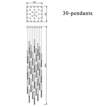 Nordic Minimalist Indoor Pendant Light Fixture Modern Ceiling Crystal Led Chandelier Long Hanging Lamp for Staircase Living Room