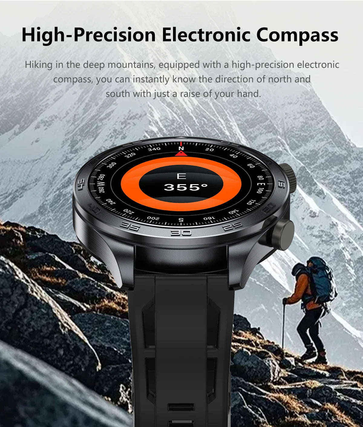2026 new business men's smart watch 1000 mAh battery with compass altitude pressure IPX8 waterproof call sports health watch