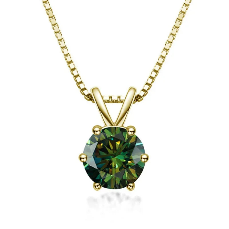 TY 1ct Moissanite Pendant Necklaces S925 Sterling Silver Solitaire Necklace Chains For Women Fine Jewellry Gifts
