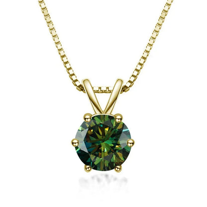TY 1ct Moissanite Pendant Necklaces S925 Sterling Silver Solitaire Necklace Chains For Women Fine Jewellry Gifts
