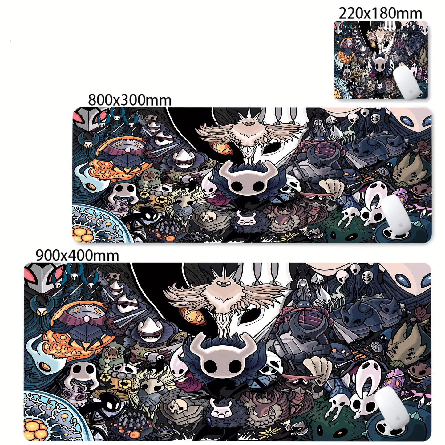 Gaming Mouse Pad Black And White Rubber Office Computer Mouse Mat Hollow Knight Anime Big Mousepad Gamers Desk Keyboard Mats