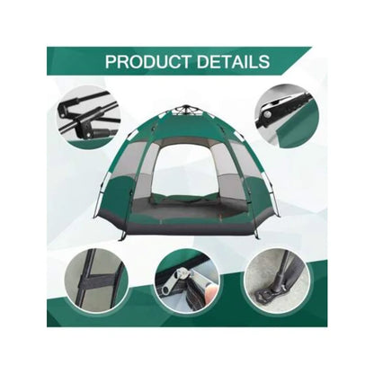 Automatic Pop Up Camping Tent for 3 4 Person Waterproof UV Protection Instant Setup Includes Hammock Picnic Mat Inflatable Pillow Breathable Portable Family Shelter for Beach Fishing Hiking Travel Outdoor