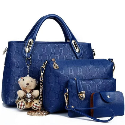 Multifunction 4pcs/Set Women Bag PU Leather Luxury Designer Bags Handbag Messenger Bag Shoulder Bag Wallet Bags Storage Bag
