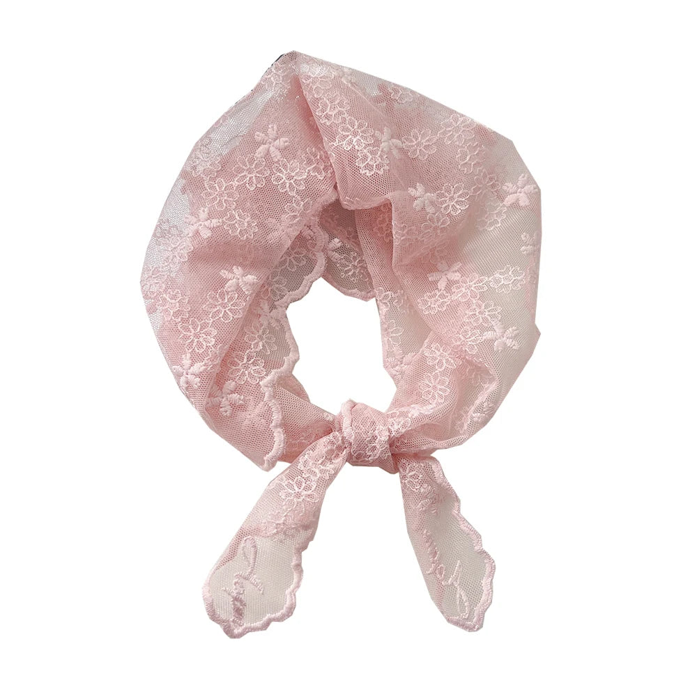 INS Lace Hair Scarf Women Korean Triangle Hair Band Travel Photo Headband Sunscreen Headscarf Girls Linen Cotton Neckerchief