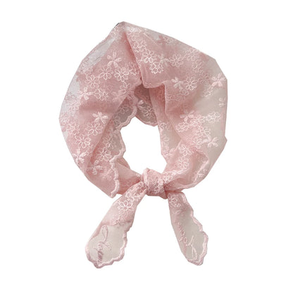 INS Lace Hair Scarf Women Korean Triangle Hair Band Travel Photo Headband Sunscreen Headscarf Girls Linen Cotton Neckerchief