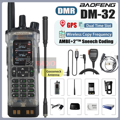 Transparent Baofeng Radio DM 32UV DMR Digital Wireless Walkie Talkie With AES256 Encryption For Long Range Secure Contact skiing