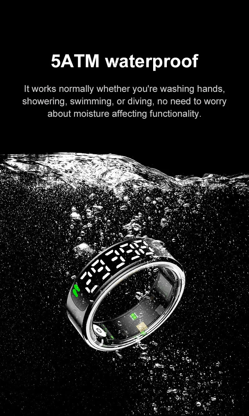2026 New SR08 Smart Ring Men Women LED Display Screen Heart Rate Blood Oxygen Monitoring 5ATM Waterproof Multi Sports Modes Gift