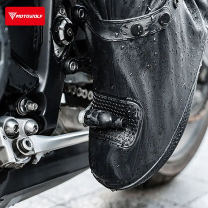 Waterproof Shoe Covers for Motorcycle Boots Reusable Foldable Rain Boot Shoe Cover with Zipper Non-Slip Reflector Rain Gear