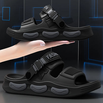 Summer Men's Slippers Thick-Soled Non-Slip Breathable Open toed Sandals Casual Beach Slippers For Men Outdoor Indoor Home Shoes
