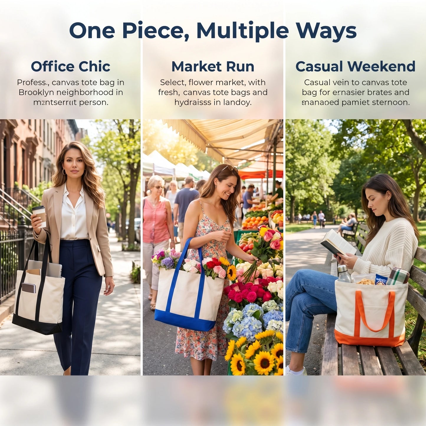 1/3/6PCS Heavy Duty Canvas Tote Bag with Front Pocket Blank DIY Reusable Grocery Shoulder Bag for Women Office School Beach