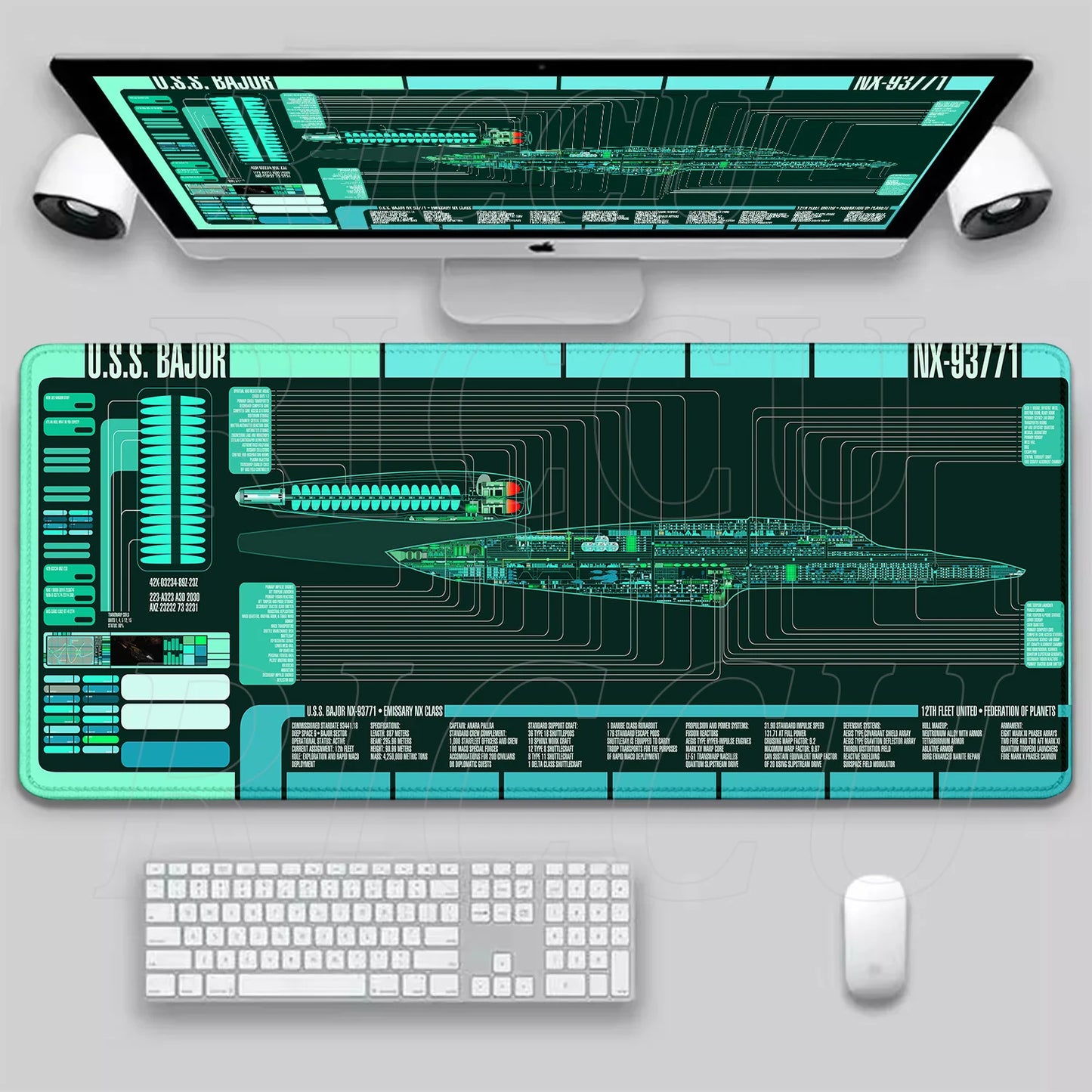 XXL HD print Game Mouse Pad Star Trek Office PC Accessories Keyboard Starship Blueprint Gamer Computer Cabinet Desk Mat carpet