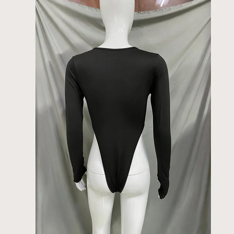 Autumn New Zipper Long Sleeved Jumpsuit High Waist Slimming and sexy Elastic Slim Fit Top Women's Clothing