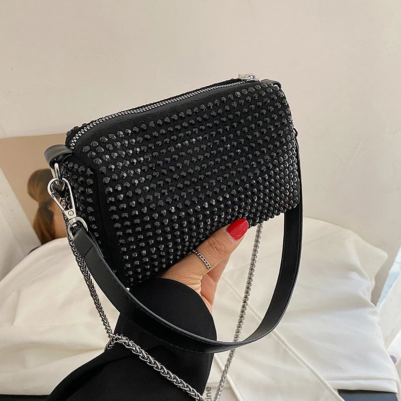 Luxury Bright Rhinestone Shoulder Bag Ins Style Crossbody Bag Fashionable Versatile Handbag Armpit Bags For Women Girls Gift