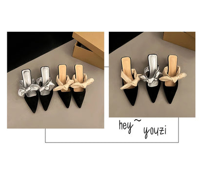Luxury Pointed Toe Slippers Women High Heels Sandals Elegant Mules Shoes Summer 2026 New Slingback Dress Flip Flops Female Shoes