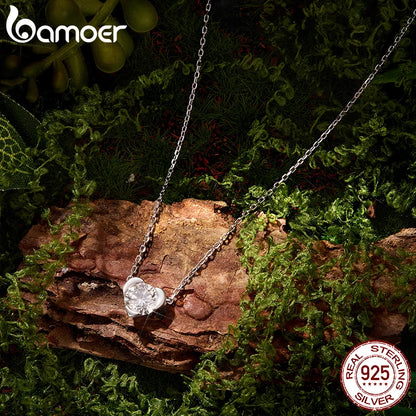 BAMOER 1CT Heart Moissanite Necklace 925 Sterling Silver D Color VVS1 EX Lab Diamond Pendant Women Twinkling Engagement Gift